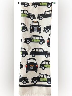 Rare Vintage Harrods London Taxi Black Cab Cotton Dish  Towel Souvenir Kitsch
